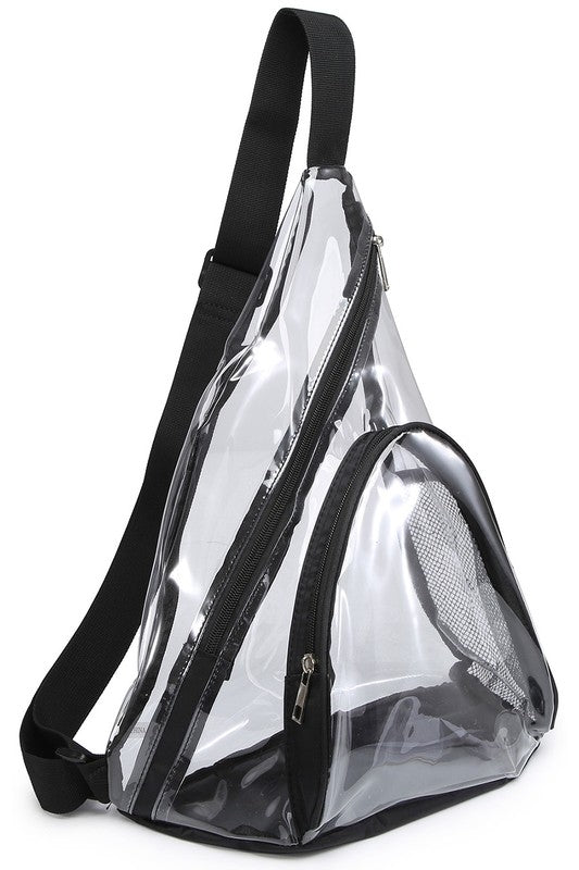 Transparent Triangle See Thru Sling Bag Backpack